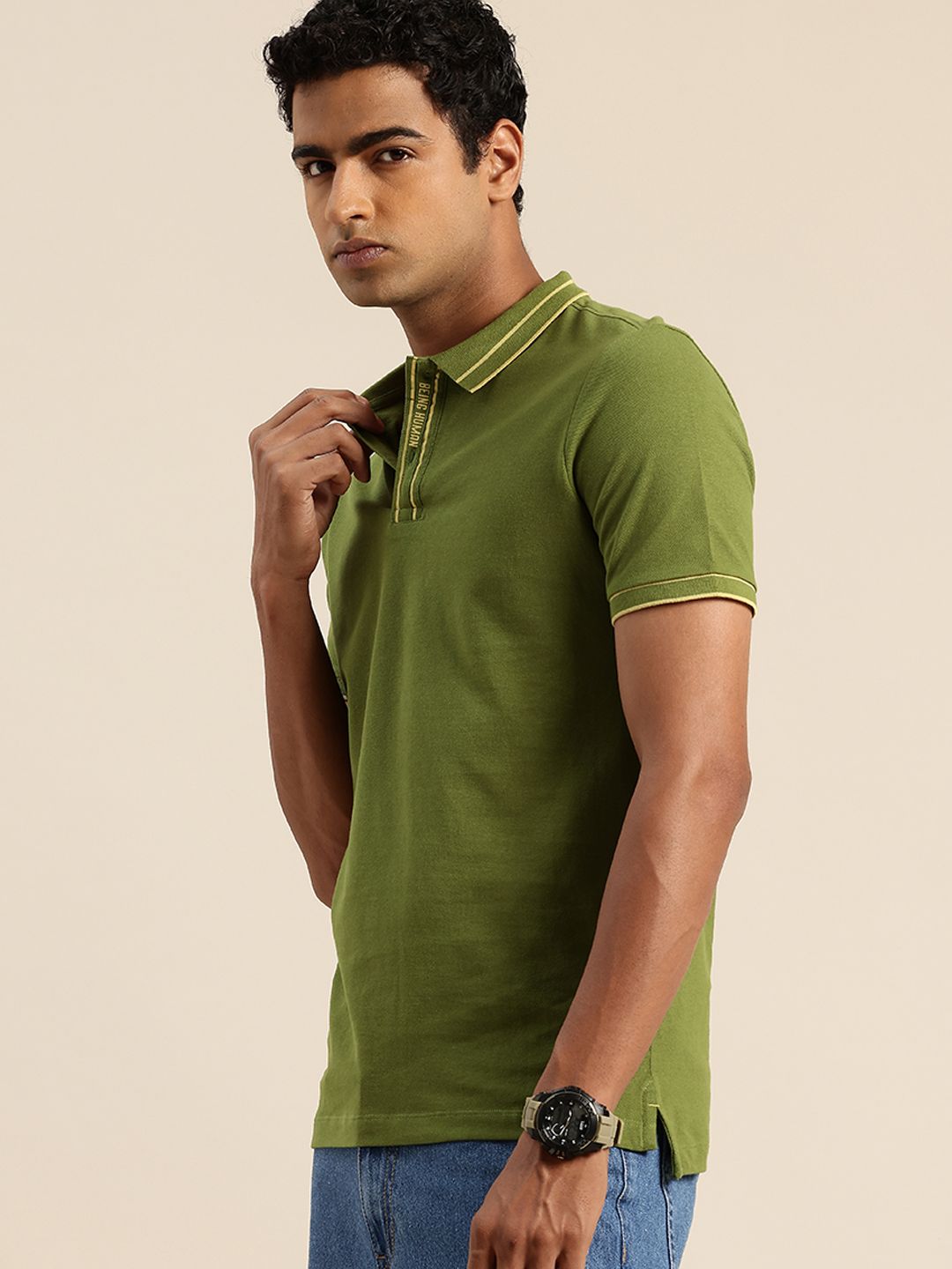 Being Human Pure Cotton Polo Collar Casual T-shirt
