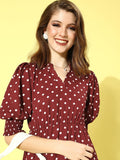 Berrylush Women Gorgeous Red Polka Dots Polka Dot Dress