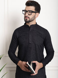 SOJANYA Woven Design Mandarin Collar Thread Work Kurta