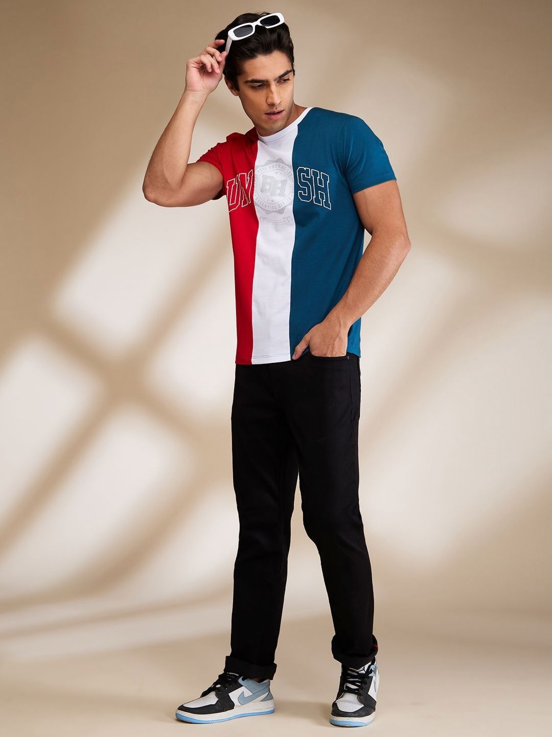 Being Human Men Colourblocked Applique T-shirt