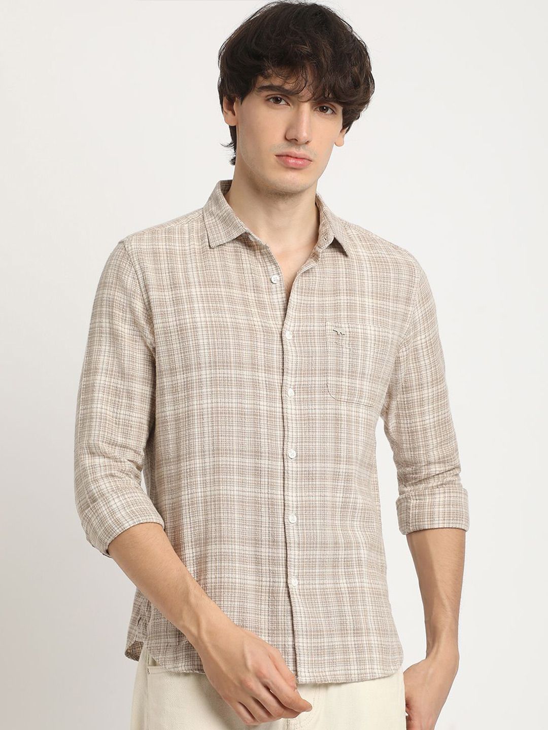THE BEAR HOUSE Men's Checkered Slim Fit Casual Shit
