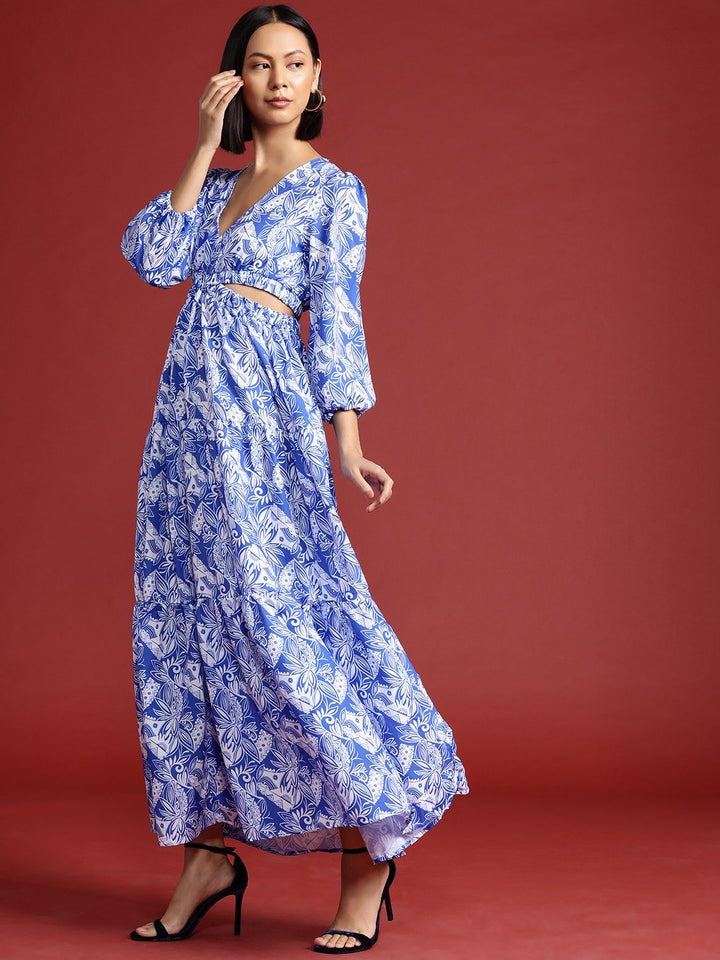 all about you Ethnic Motifs Print Cut-Out Maxi Dress