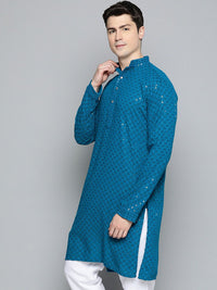 Jompers Men Embroidered Cotton Sequinned Kurta