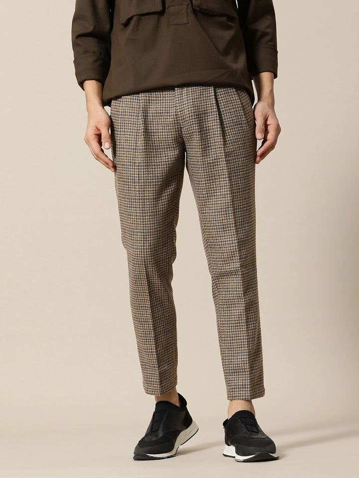 Mr Bowerbird Men Checked Tailored Pleated Trousers