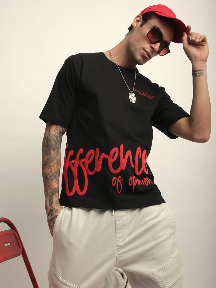 Difference Of Opinion Men Short Sleeve Oversized Crew Neck Printed Tshirt