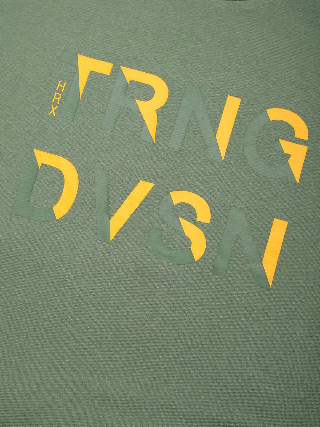 HRX by Hrithik Roshan Men Olive Green Printed Bio-Wash Training Tshirt