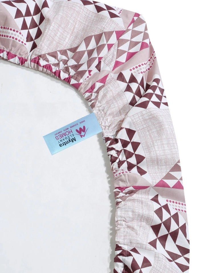 Myntra Elegant Homes Pink Geometric 400 TC Single Bedsheet with 1 Pillow Covers