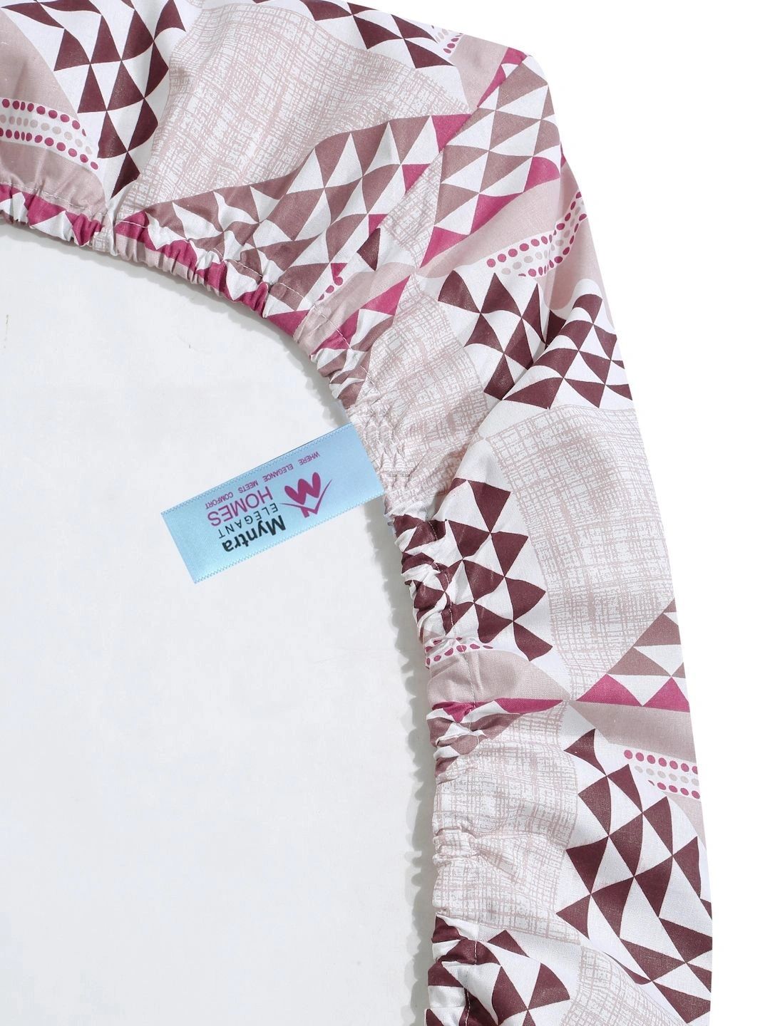 Myntra Elegant Homes Pink Geometric 400 TC Single Bedsheet with 1 Pillow Covers