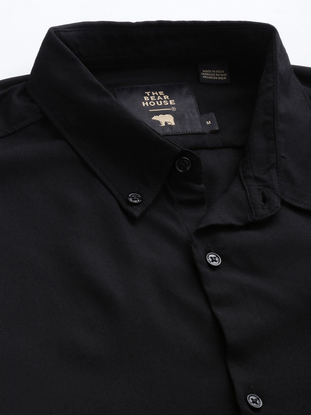 THE BEAR HOUSE Men Black Solid Slim Fit Casual Shirt
