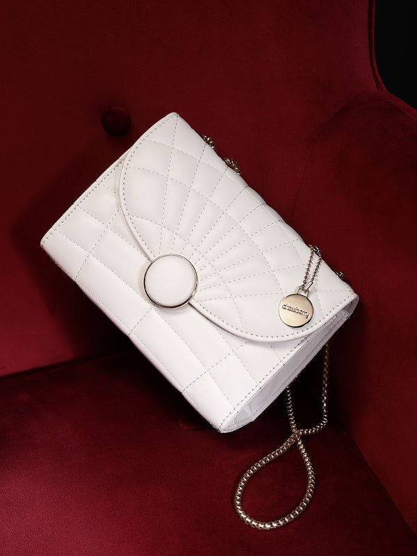 DressBerry Textured Structured Shoulder Bag with Quilted