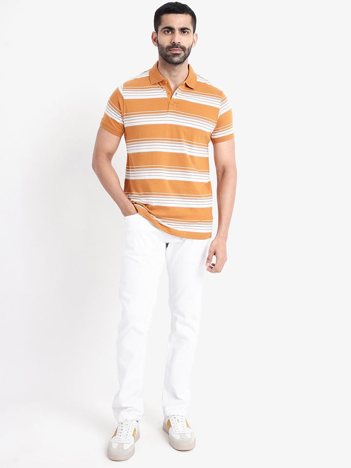 RARE RABBIT Men Rings-4 Slim Fit Solid Polo Collar Pure Cotton T-Shirt