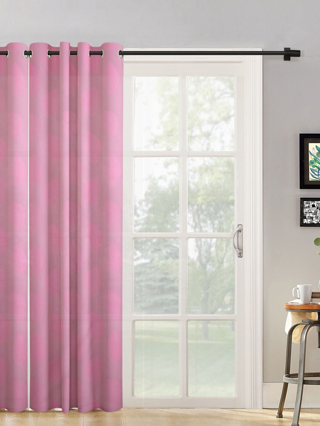 HOSTA HOMES Pink Floral Long Door Curtain