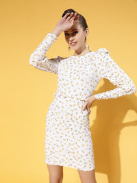 Athena Women Classic White Floral 70s Mini Dress
