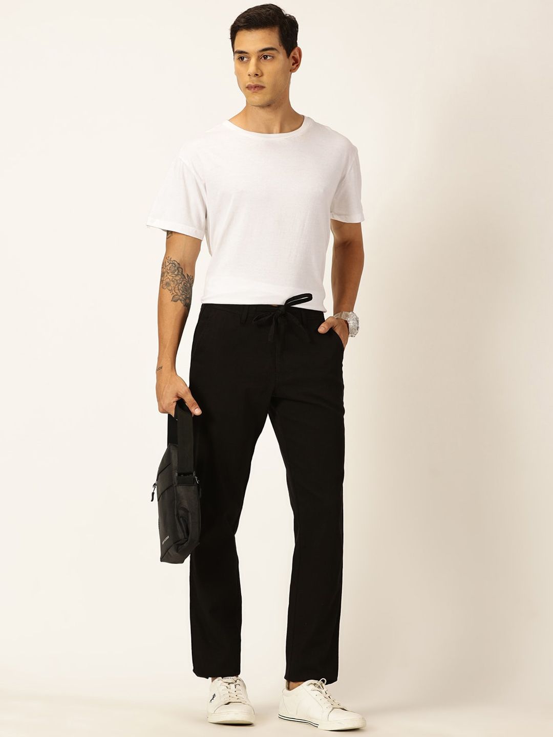 Thomas Scott Men Textured Mid-Rise Smart Chinos Trousers
