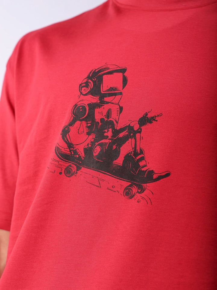 The Indian Garage Co Men Back Printed Boxy Oversized Pure Cotton T-shirt