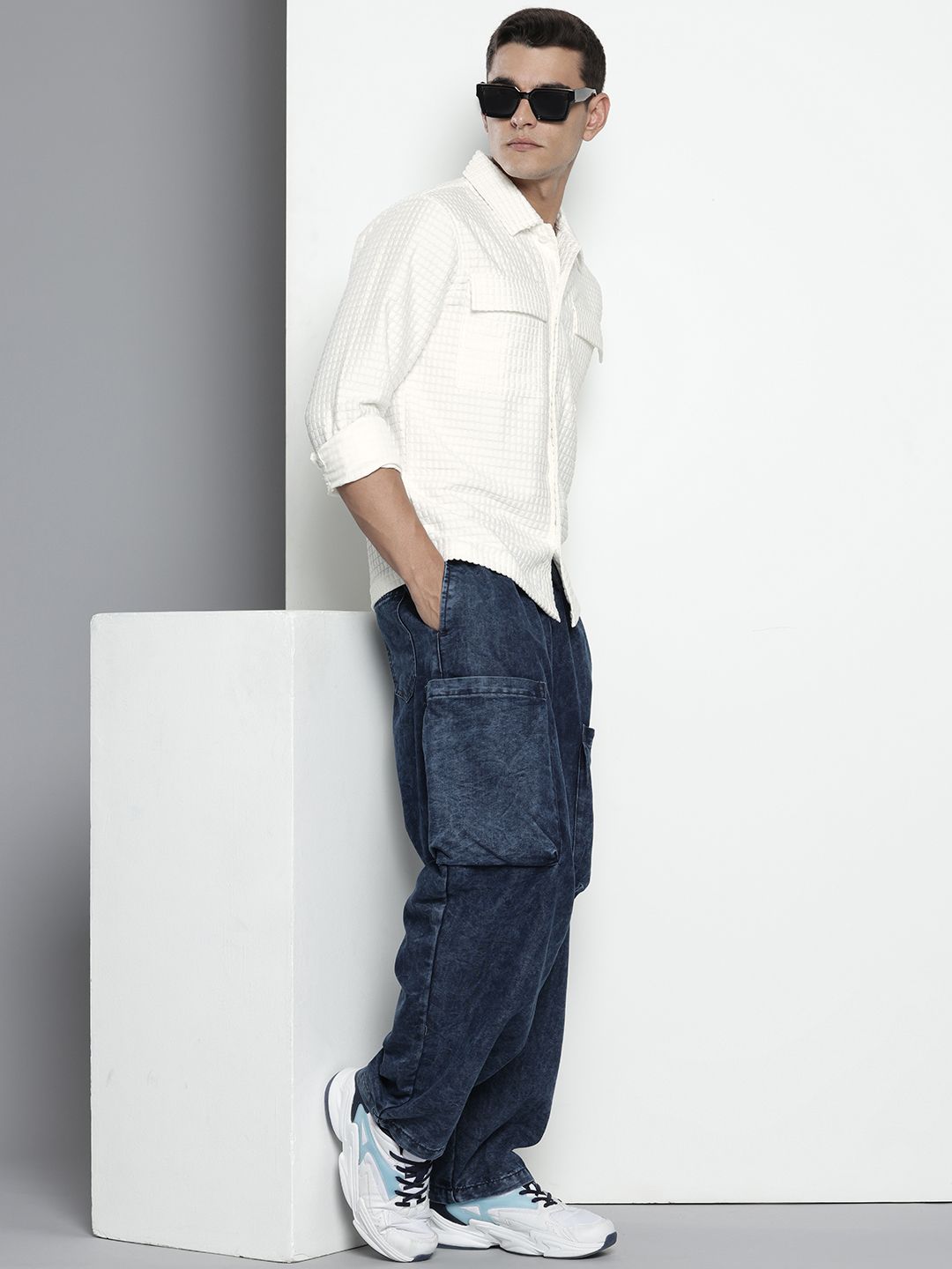 The Indian Garage Co Self Design Textured Casual Shirt