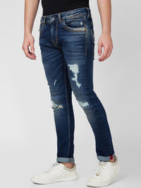 SPYKAR Men Skinny Fit Low-Rise Mildly Distressed Heavy Fade Cotton Jeans