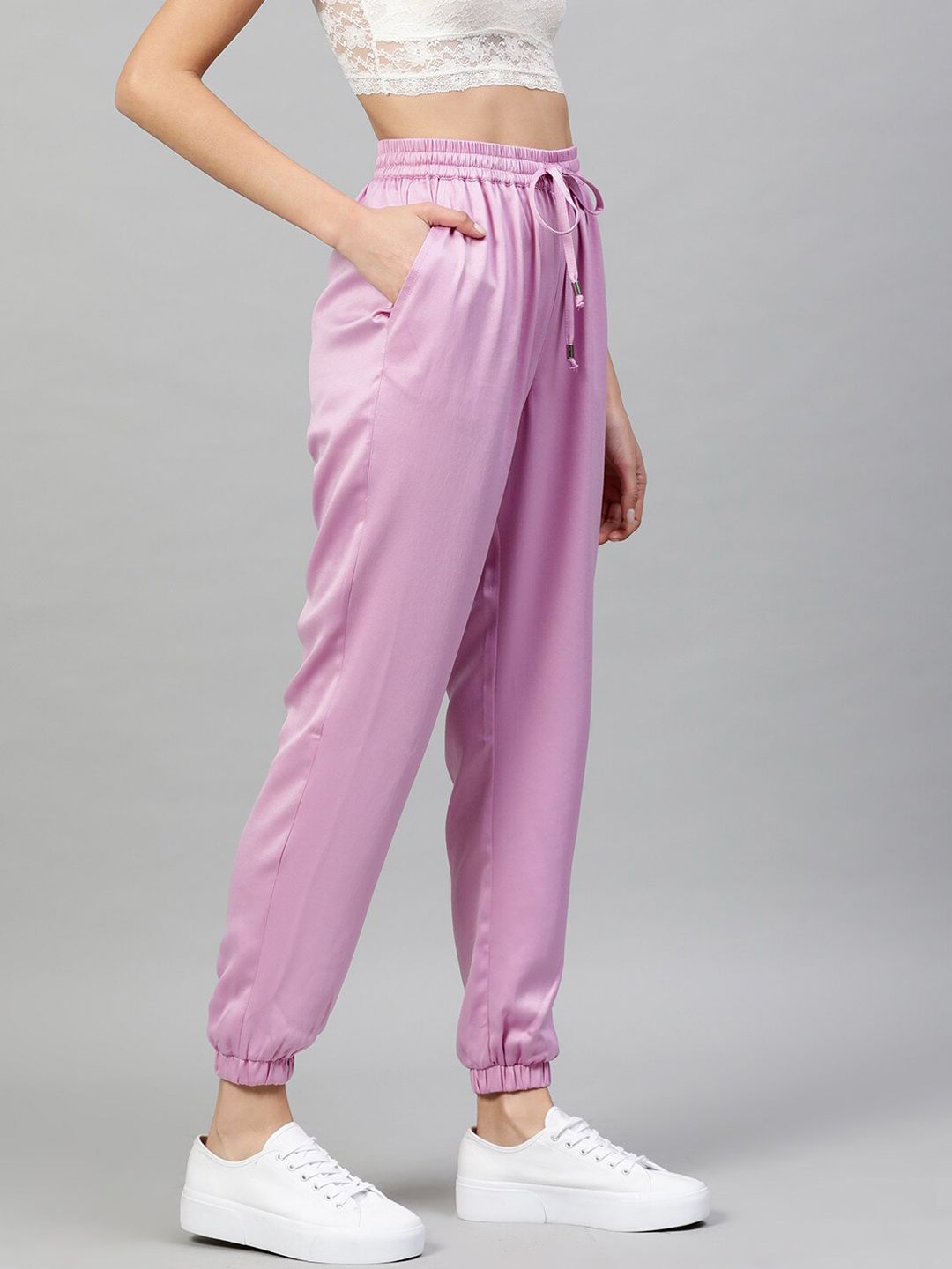 STREET 9 BASICS Women Lavender Regular Fit Solid Joggers