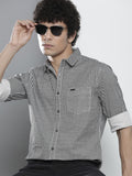 The Indian Garage Co Men Black Micro Checked Casual Shirt