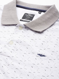 Park Avenue Men Geometric Print Polo Collar Slim Fit T-shirt