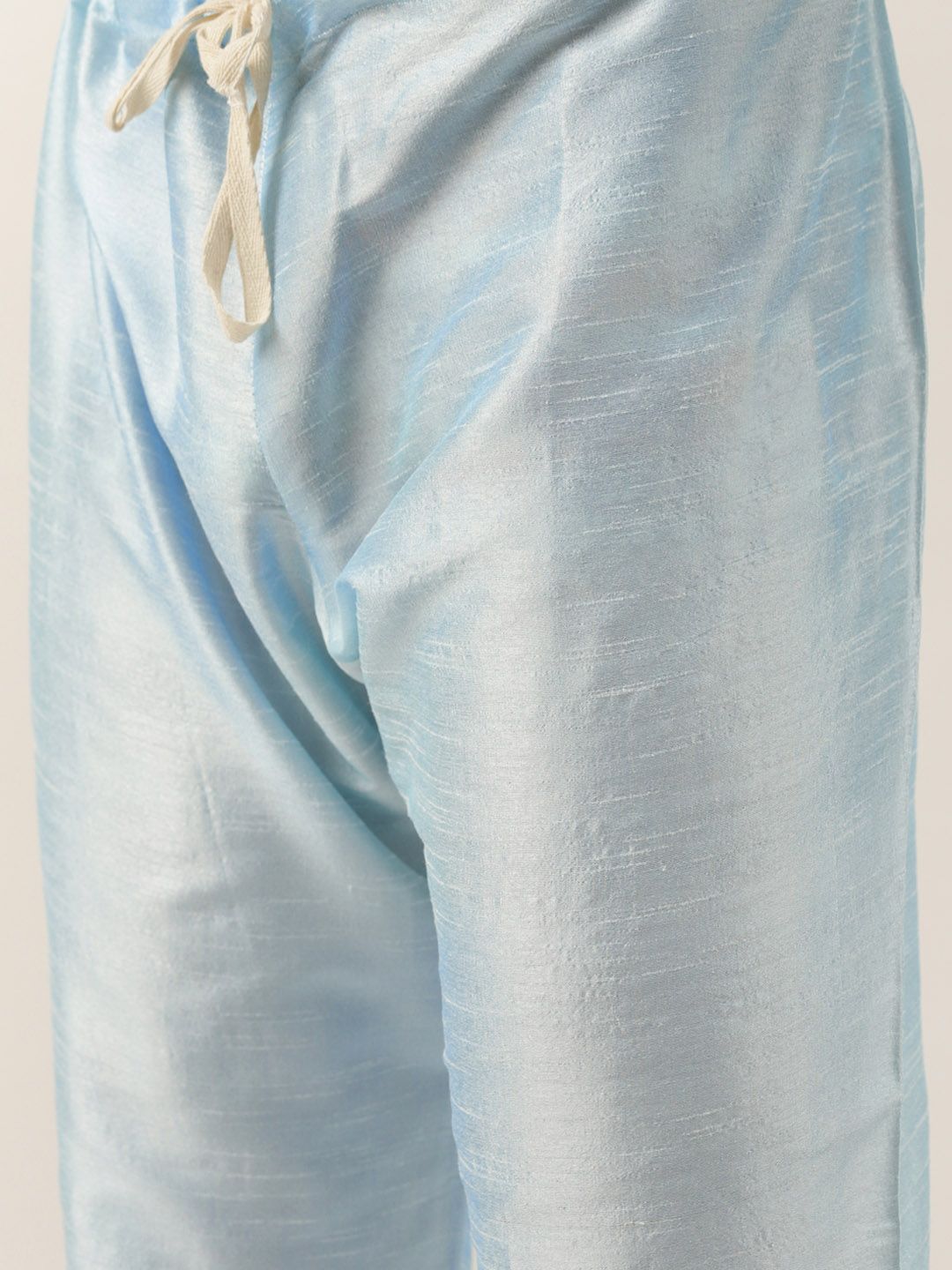 SOJANYA Men Turquoise Blue Thread Work Kurta with Churidar & Nehru Jacket