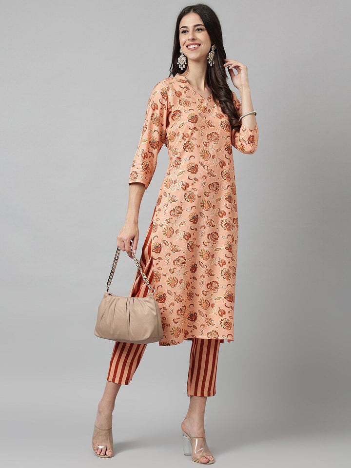 KALINI Women Floral Printed Regular Kurta with Trousers