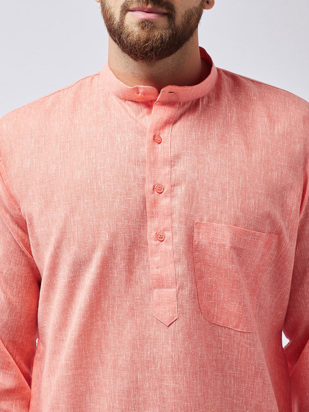 SOJANYA Men Orange & White Solid Kurta with Pyjamas