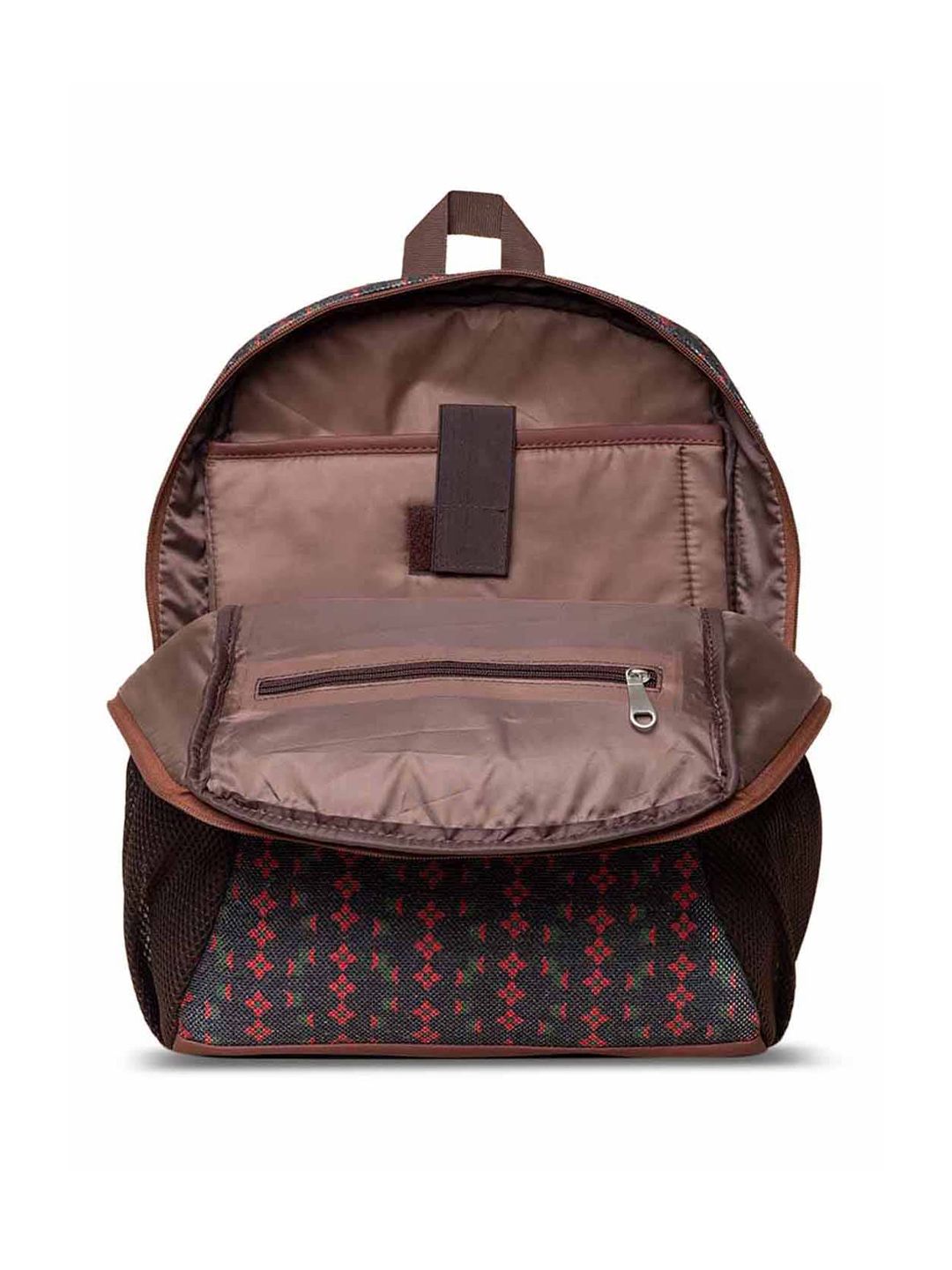 ZOUK Women Black & Red Graphic Backpack