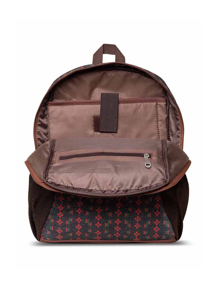 ZOUK Women Black & Red Graphic Backpack