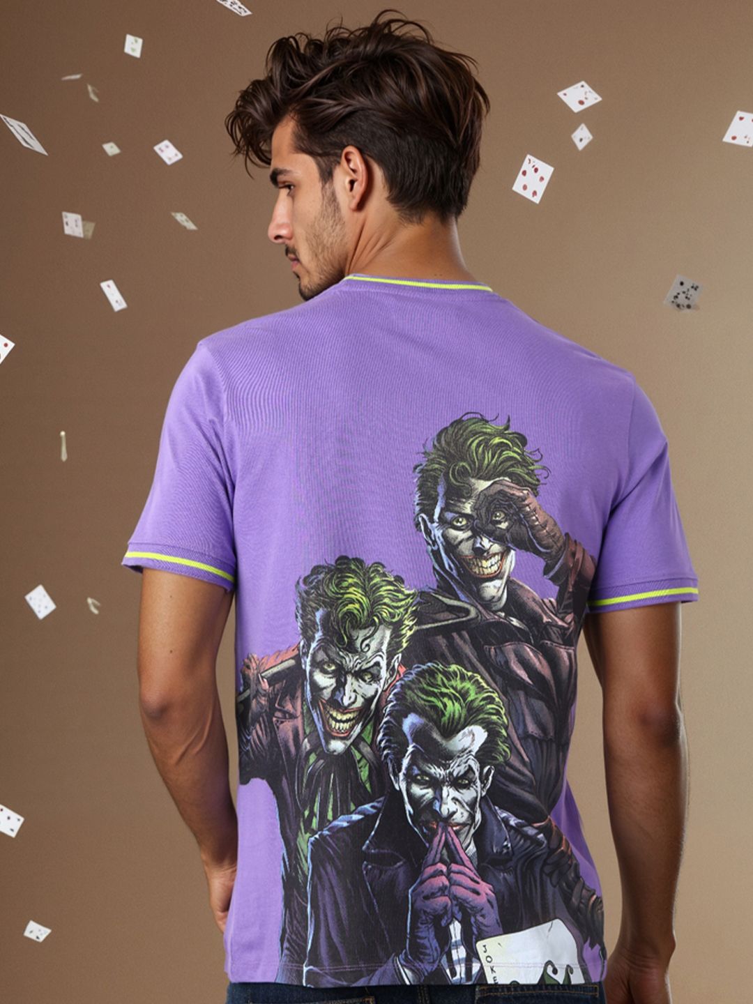 The Indian Garage Co Men Joker Typography Printed Round Neck Cotton Slim Fit T-shirt
