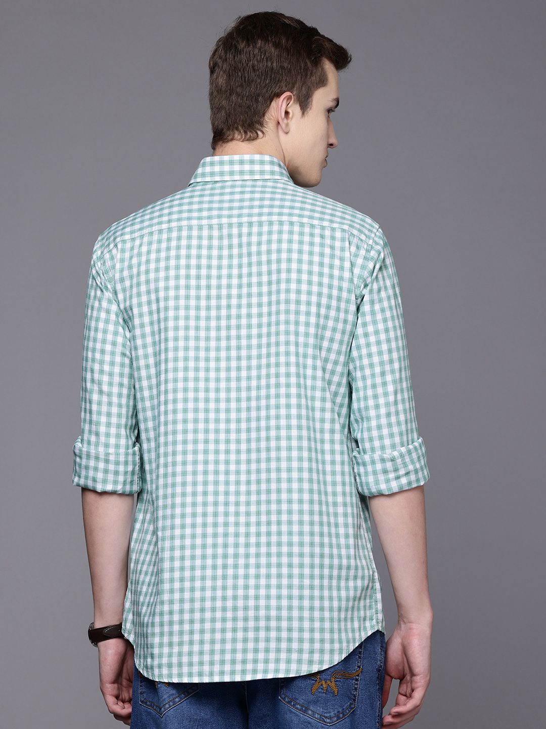 Raymond Pure Cotton Slim Fit Checked Casual Shirt