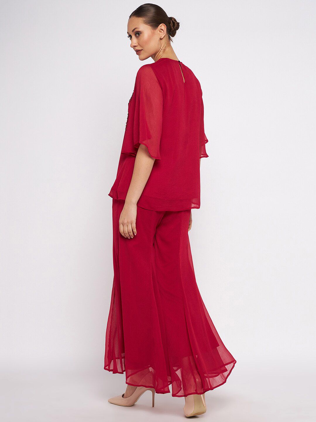 Antheaa Embellished Top & Palazzos Co-Ords Set