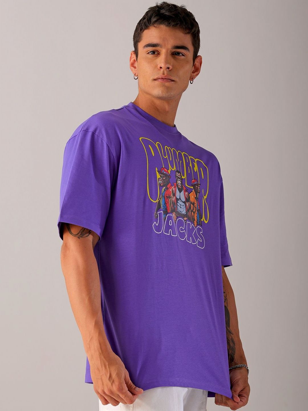 The Indian Garage Co Men Back Printed Oversized Round Neck T-shirt
