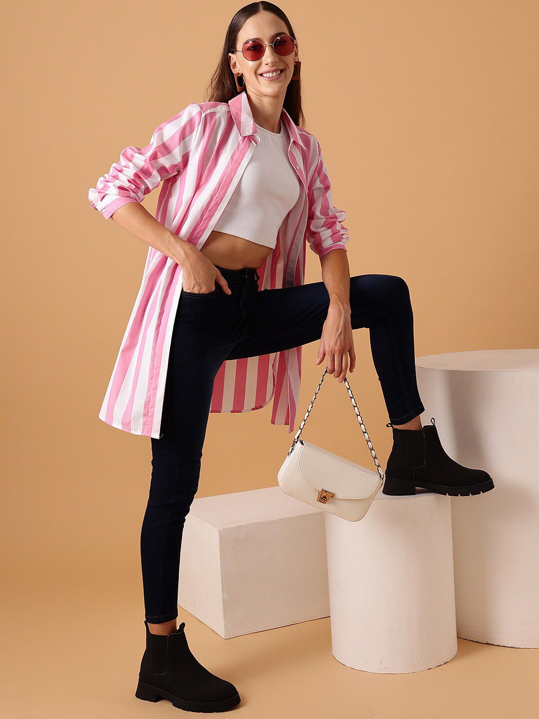 STREET 9 Striped Comfort Oversized Cotton Casual Shirt