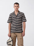 The Indian Garage Co Men Relaxed Fit Textured Crochet Knit Resort Wear Shirt