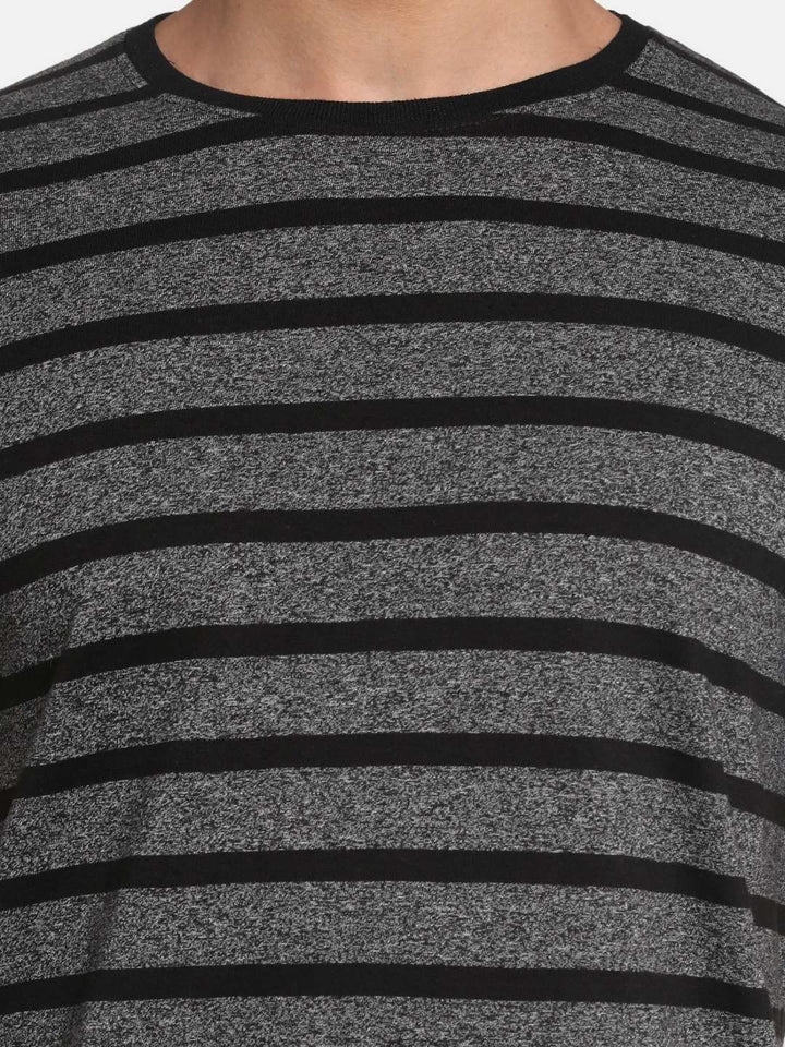 ADRO Men Striped Round Neck Cotton T-shirt