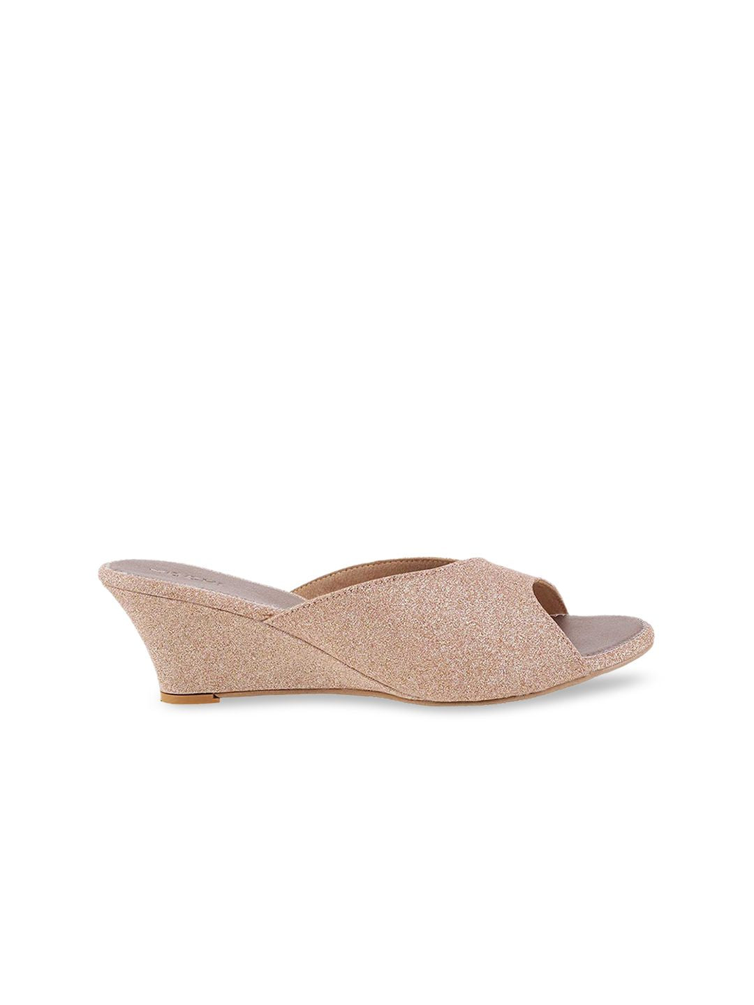 Mochi Women Gold-Toned Solid Sandals