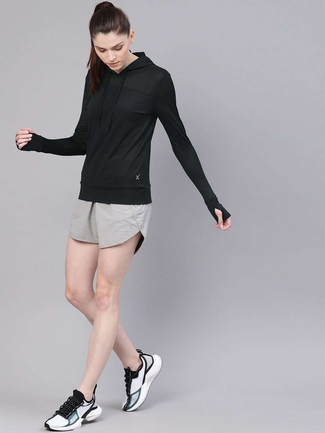 HRX by Hrithik Roshan Women Black solid Training Hooded RAPID-DRY Sweatshirt