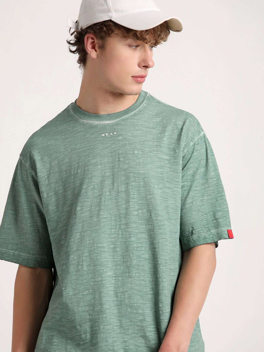THE BEAR HOUSE Round Neck Drop-Shoulder Pure Cotton T-shirt