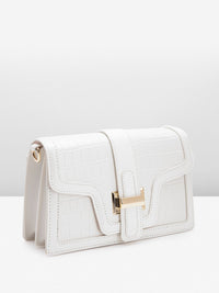 Lino Perros Croc-Textured Structured Sling Bag