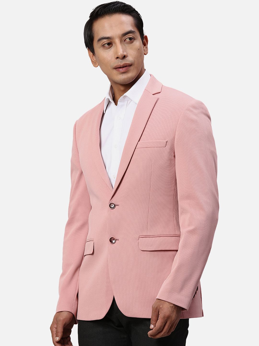 Park Avenue Self-Design Super Slim-Fit Notched Lapel Single Breasted Formal Blazer