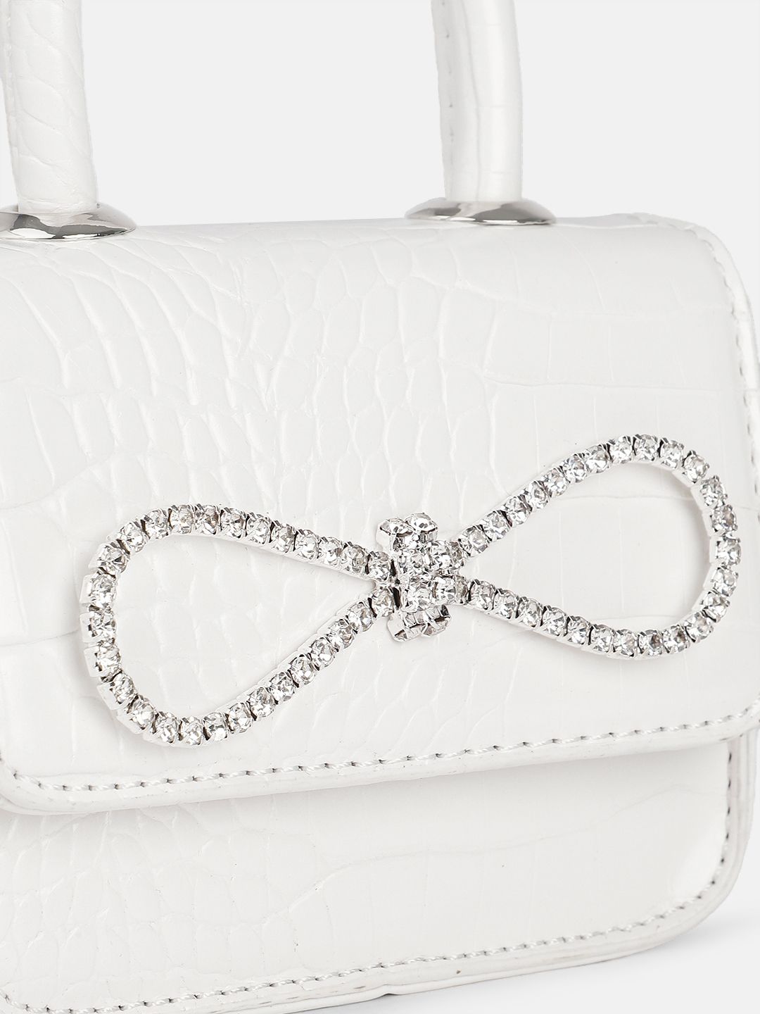 DressBerry Textured Miniature Satchel Bag With Embellished