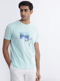RARE RABBIT Men Libro Graphic Printed Slim Fit Cotton T-Shirt