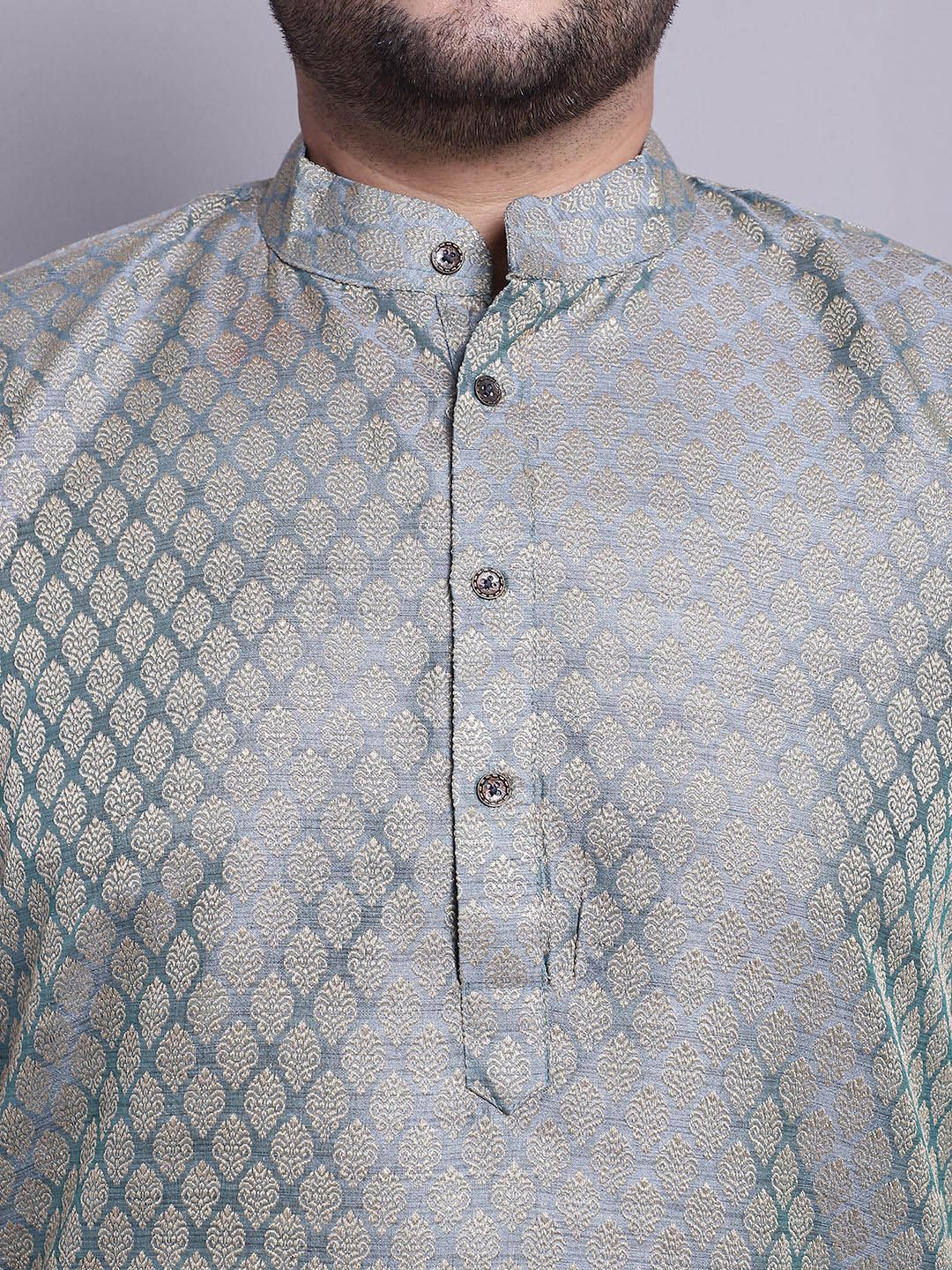 SOJANYA PLUS Woven Design Regular Kurta With Pyjamas & With Embroidered Nehru Jacket