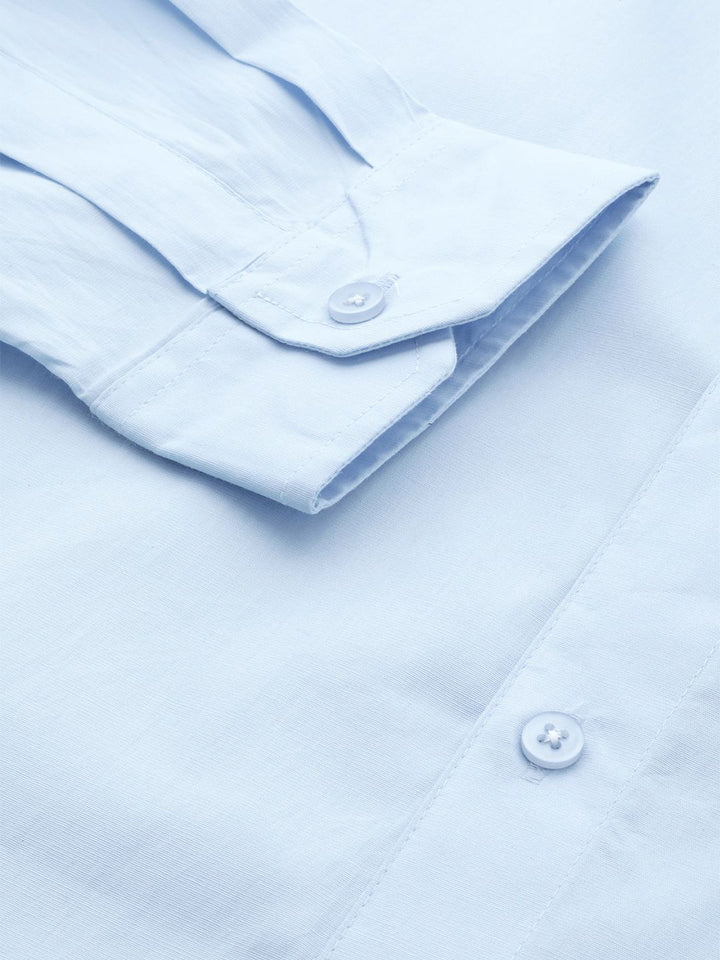 DENNISON Men Blue Smart Slim Fit Solid Water & Stain Repellent Twill Formal Shirt