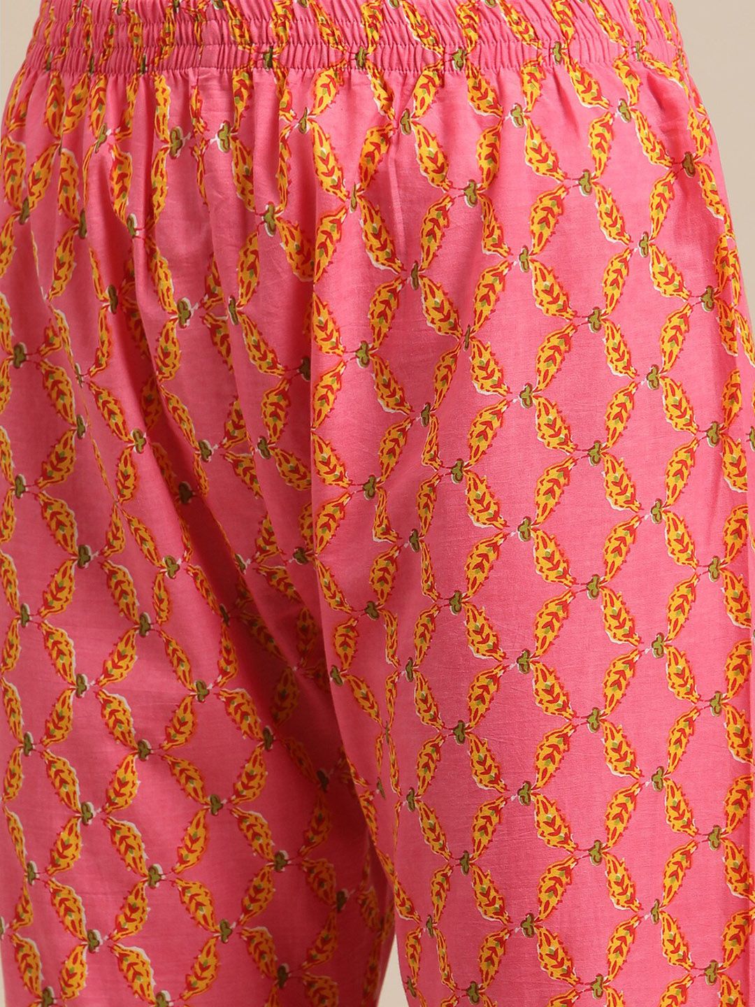 Varanga Women Mustard Yellow Floral Printed Empire Pure Cotton Kurti with Sharara & With Dupatta
