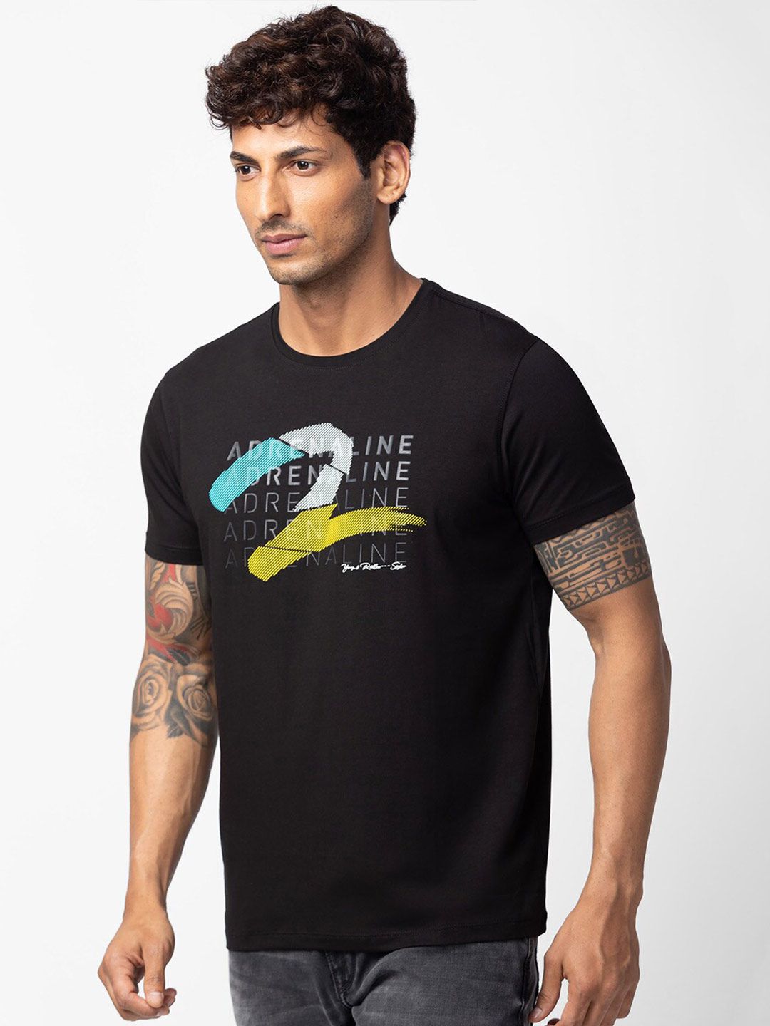 SPYKAR Men Typography Printed Slim Fit Cotton T-shirt