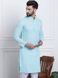 SOJANYA Kolar Mandarin Sulam Bunga Pure Cotton Kurta Lurus