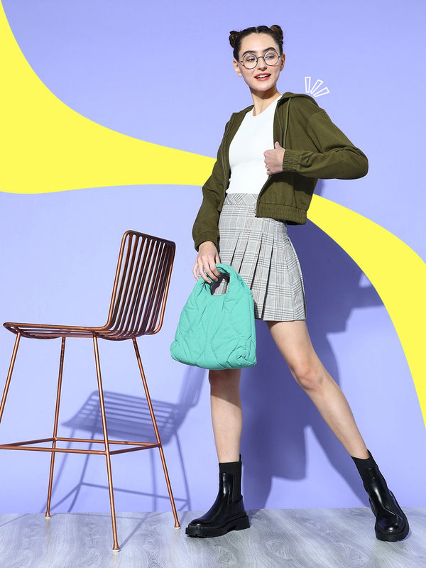 Berrylush Women  Olive Solid Glam Game Jacket