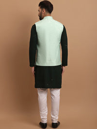 SOJANYA Embroidered Pure Cotton Kurta & Pyjamas with Nehru jacket